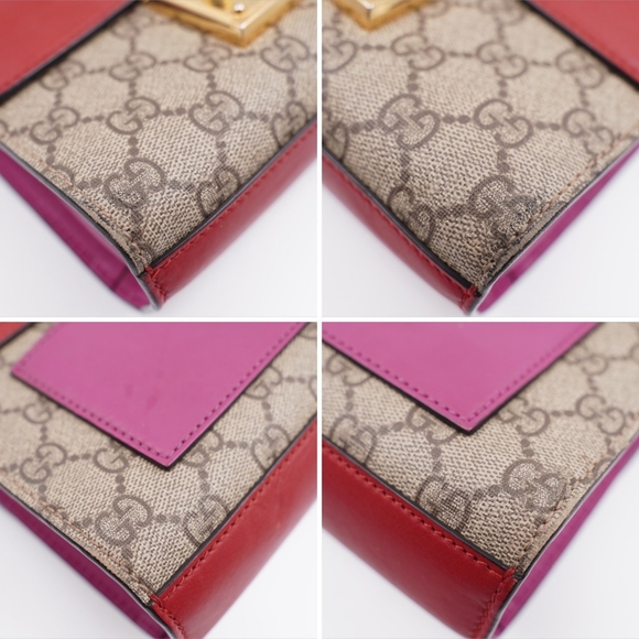 BX35 💕 GUCCI Padlock Shoulder Bag GG Coated Canvas and Leather - Picture 8 of 15